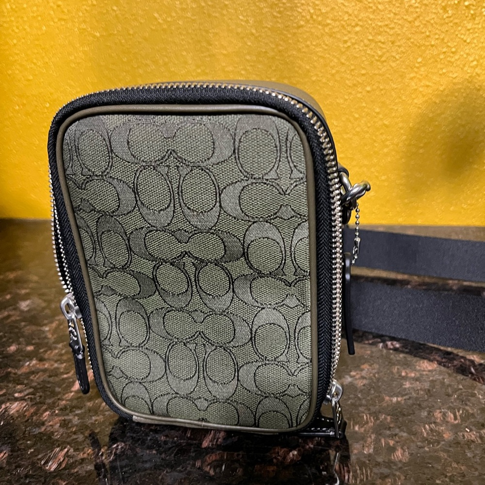 Coach Green Crossbody Bag with Black Accents